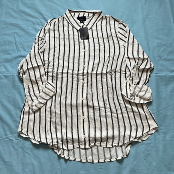 NWT Lumiere X Urban Outfitters Button Up Stripped Blouse - Picture 1 of 5